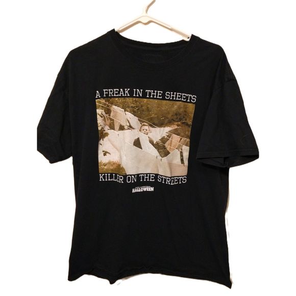 Men's graphic T-shirt. Halloween. John Carpenter Black Large Freek in the sheets - Picture 3 of 3